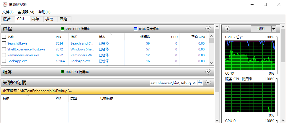 搜索关联的句柄