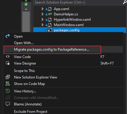 Migrate packages.config to PackageReference