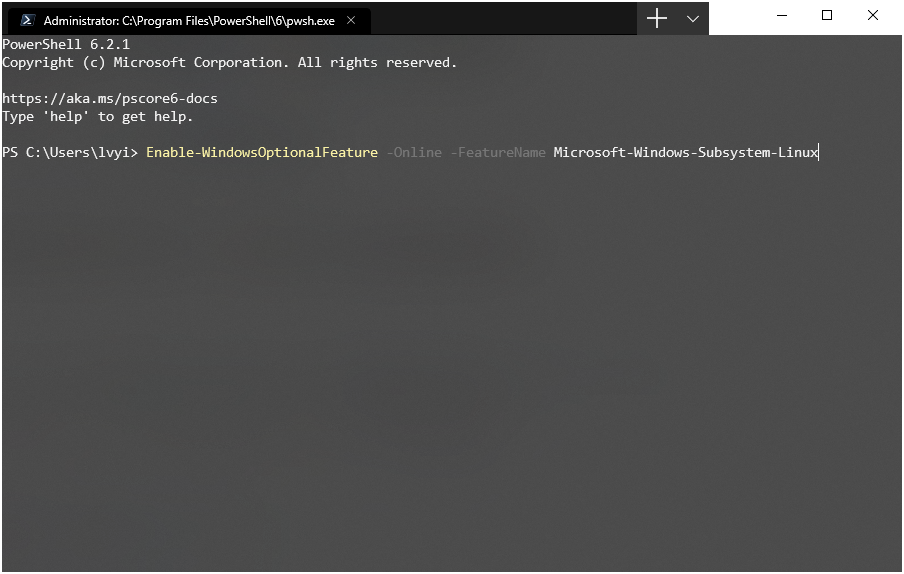 启用 Microsoft-Windows-Subsystem-Linux
