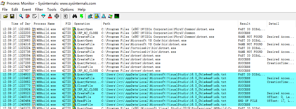 MSBuild.exe 读取了 sdk.txt