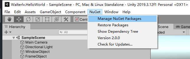 NuGetForUnity 的界面