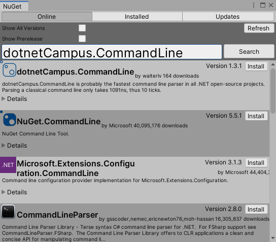 搜索与安装 NuGet 包