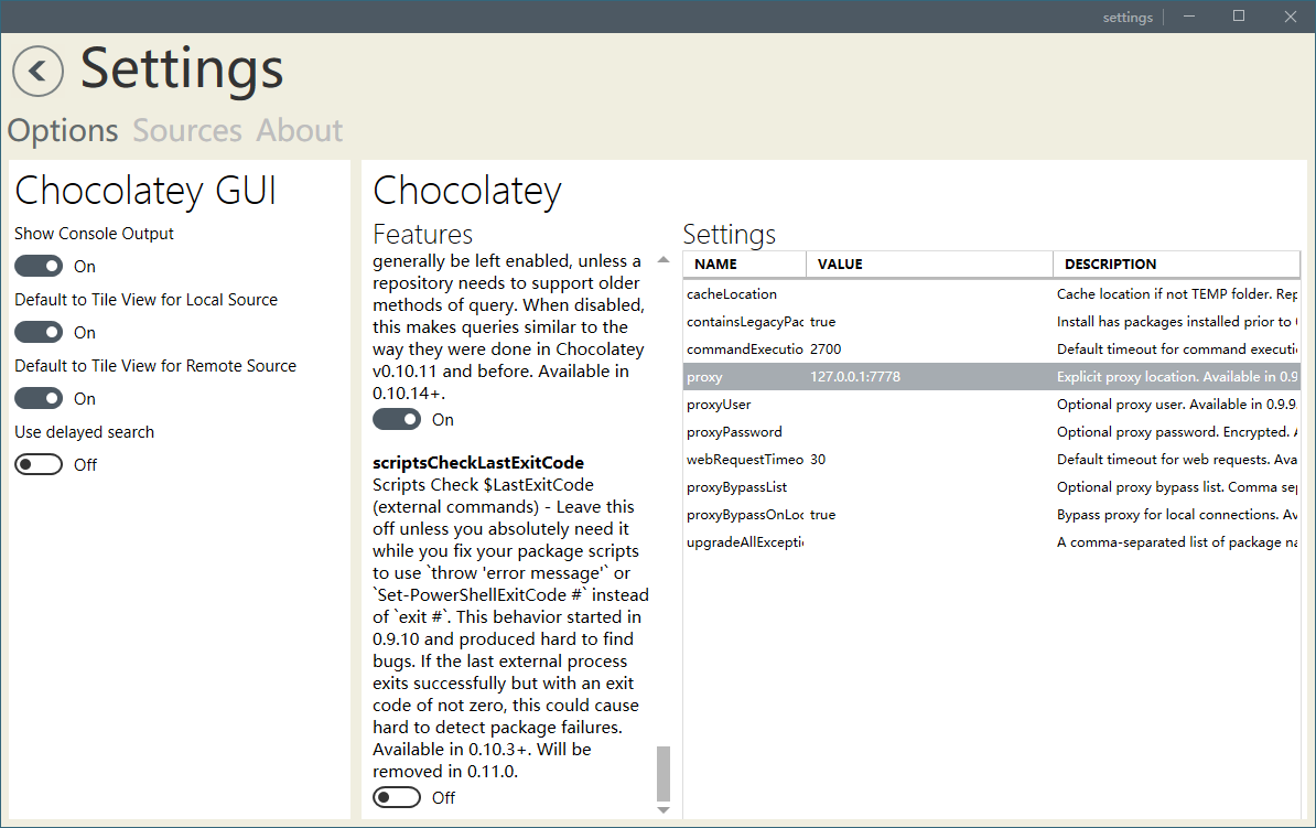 ChocolateyGUI 中的代理设置